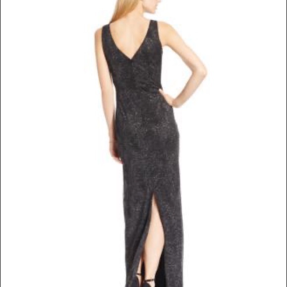 Gathered Swirl-Pattern Sparkle Calvin Klein Gown - Picture 4 of 11